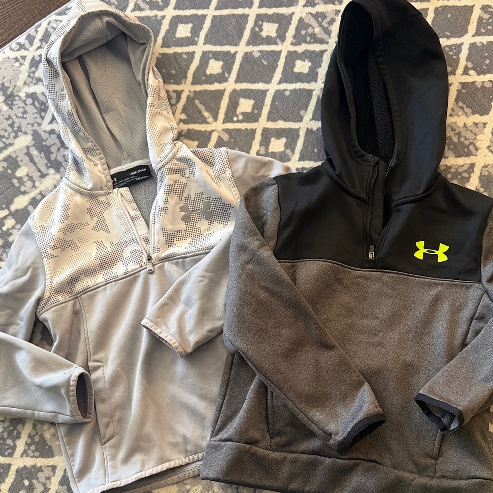 Under Armour Kids' Gray and Black Hoodies with Neon Logo